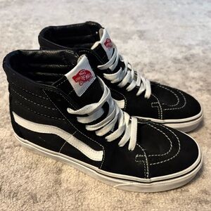 Vans Men's Black and White High-Top Sneakers